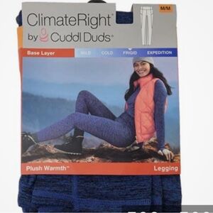 Cuddl Duds Blue Heathered Leggings Climate Right womens medium Cozy!! NWOT